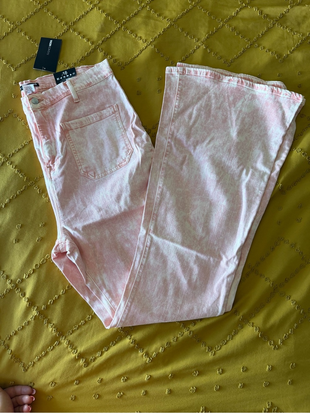 Light Pink Tie-Dye Wide Leg Jeans